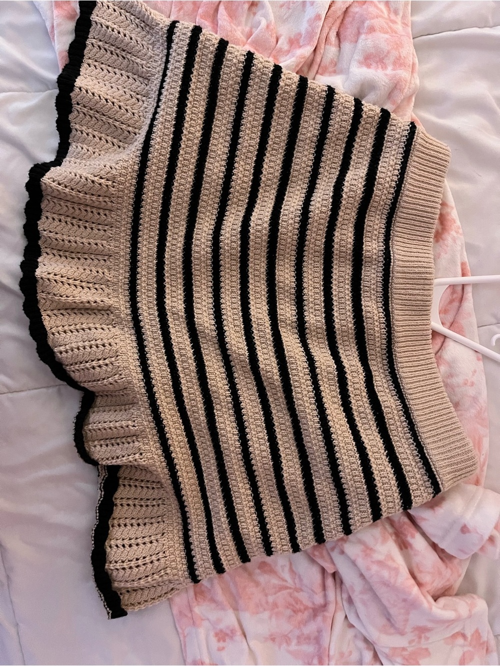 Beige and Black Striped Knit Women's Skirt SWEATER NOT INCLUDED BUT POSTED
